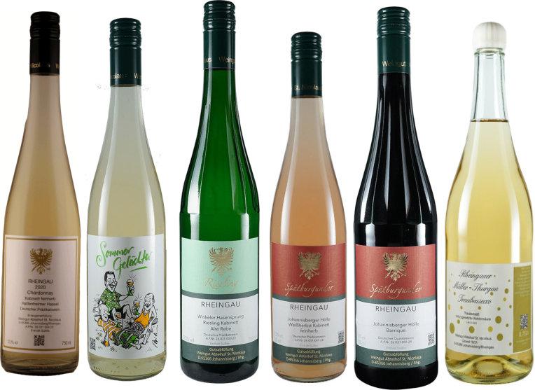 Bild von Sortiment, Riesling, Chardonnay, Spätburgunder und ein Traubensecco